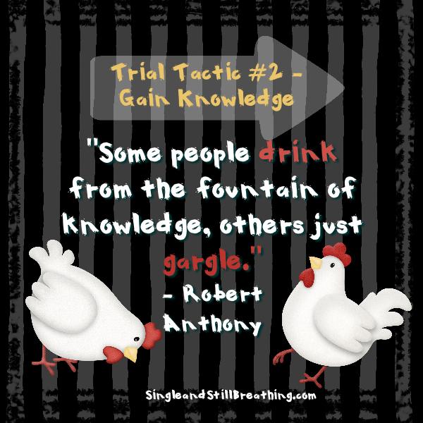 SPIRITUAL: Trial Tactic #2 – Gain Knowledge Robert Anthony said, "Some people drink from the fountain of knowledge, others just gargle." SingleandStillBreathing.com