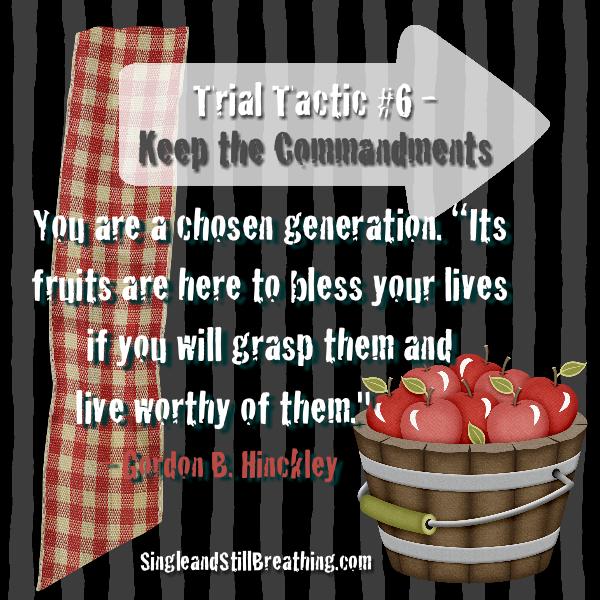 SPIRITUAL: Trial Tactic #6 - Keep the Commandments - "Its fruits are here to bless your lives if you will grasp them and live worthy of them." - Gordon B. Hinckley - SingleandStillBreathing.com